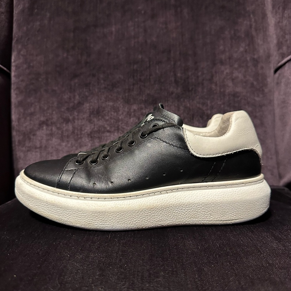 MA '91 Women's Ines Genuine Leather Made In Italy Sneaker Black/White Size 38